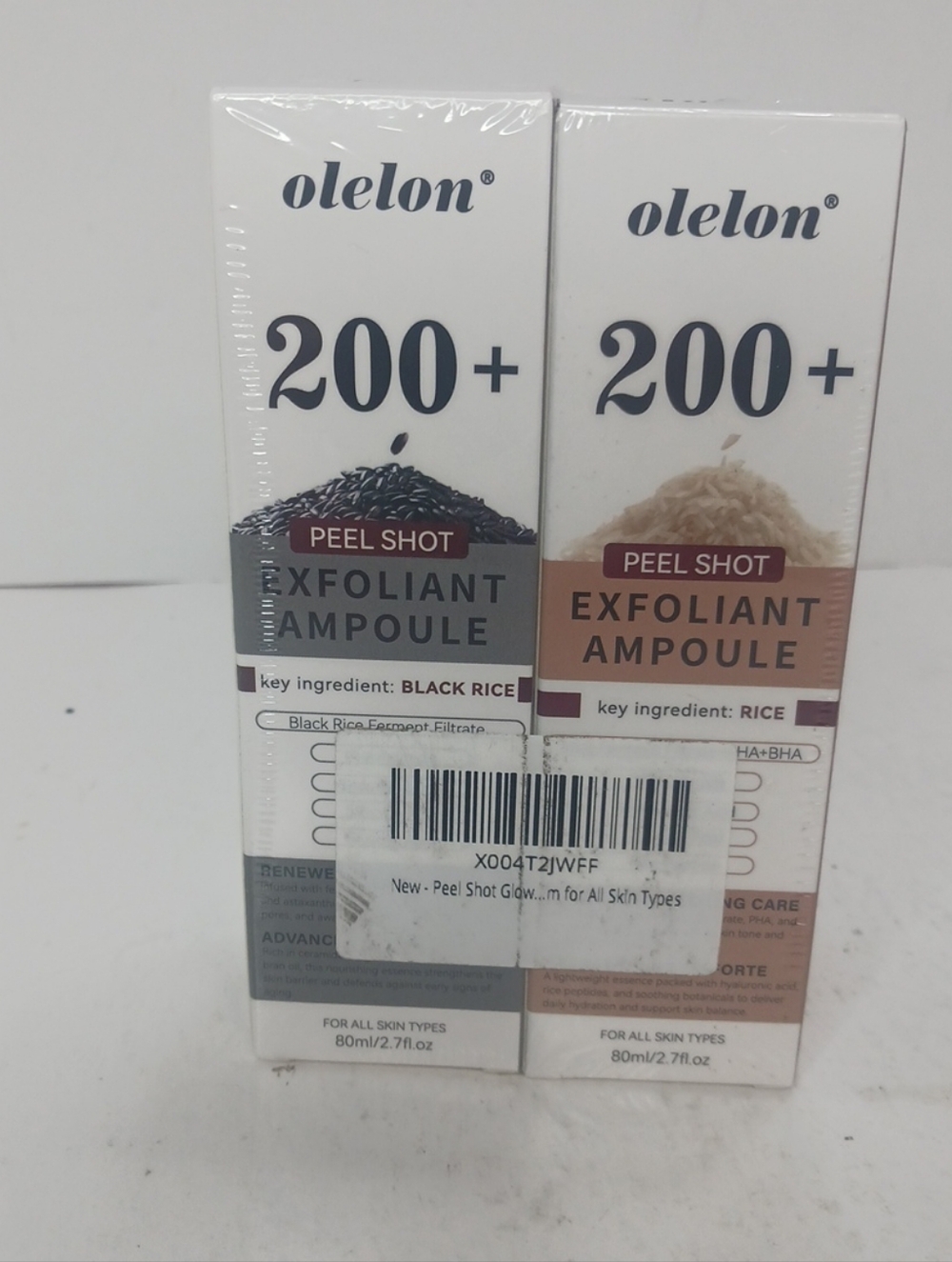Olelon 200+ Peel Shot Exfoliant Ampoule Duo - Black Rice & Rice